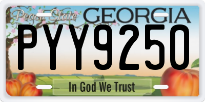 GA license plate PYY9250