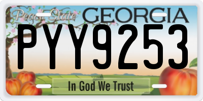 GA license plate PYY9253