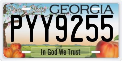 GA license plate PYY9255