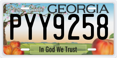 GA license plate PYY9258