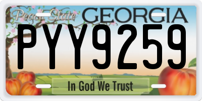 GA license plate PYY9259