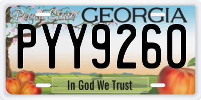 GA license plate PYY9260