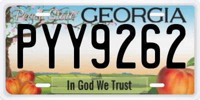 GA license plate PYY9262