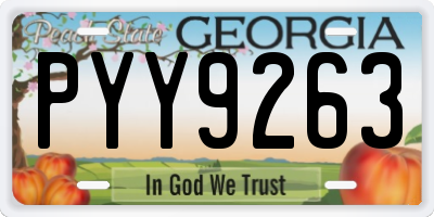 GA license plate PYY9263