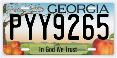 GA license plate PYY9265