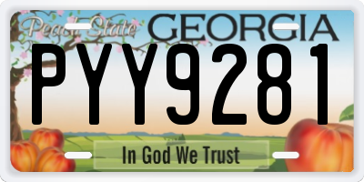 GA license plate PYY9281