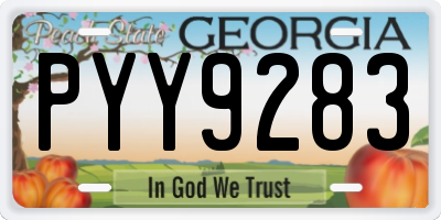 GA license plate PYY9283