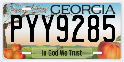 GA license plate PYY9285