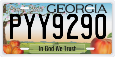 GA license plate PYY9290