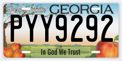 GA license plate PYY9292