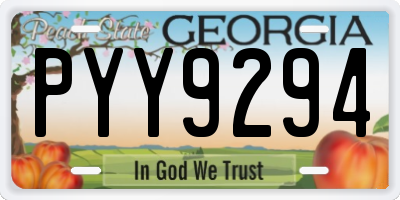 GA license plate PYY9294