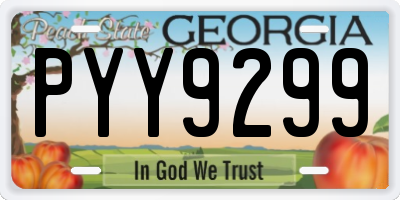 GA license plate PYY9299