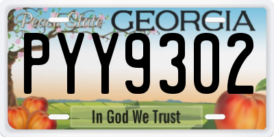 GA license plate PYY9302