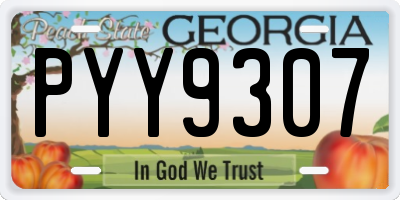 GA license plate PYY9307