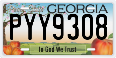 GA license plate PYY9308