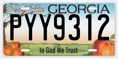 GA license plate PYY9312