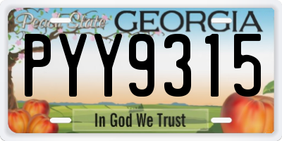 GA license plate PYY9315