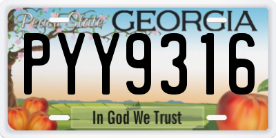 GA license plate PYY9316