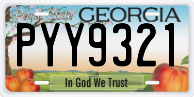 GA license plate PYY9321