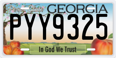 GA license plate PYY9325