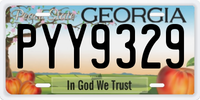 GA license plate PYY9329