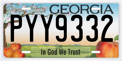GA license plate PYY9332