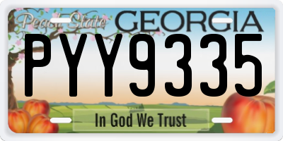 GA license plate PYY9335