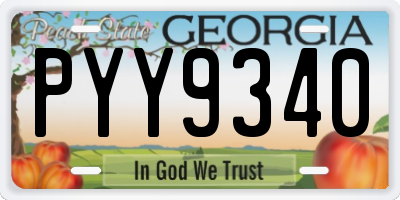 GA license plate PYY9340