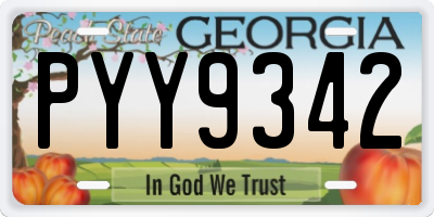 GA license plate PYY9342