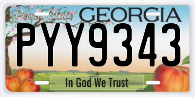 GA license plate PYY9343