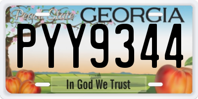 GA license plate PYY9344