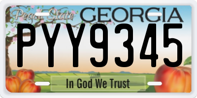GA license plate PYY9345