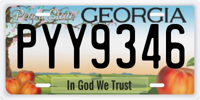 GA license plate PYY9346
