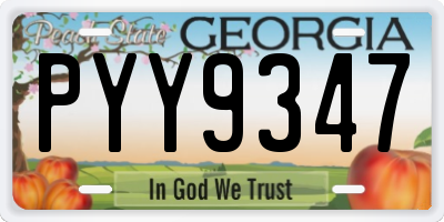 GA license plate PYY9347