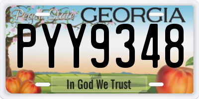 GA license plate PYY9348