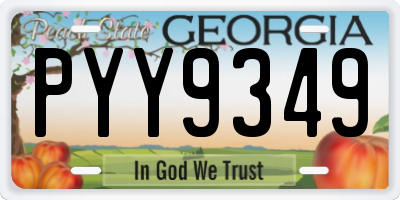 GA license plate PYY9349