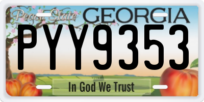 GA license plate PYY9353