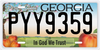 GA license plate PYY9359