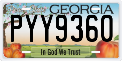 GA license plate PYY9360