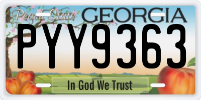GA license plate PYY9363