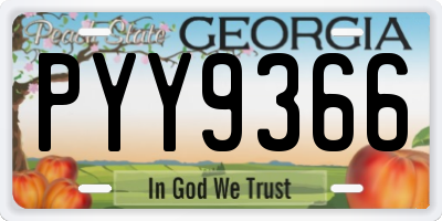 GA license plate PYY9366