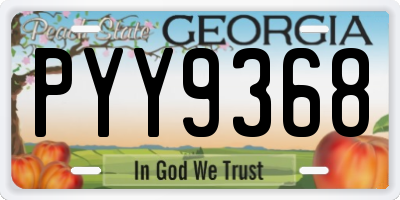 GA license plate PYY9368