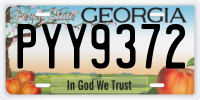 GA license plate PYY9372