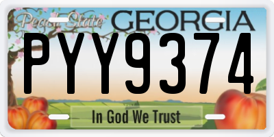 GA license plate PYY9374
