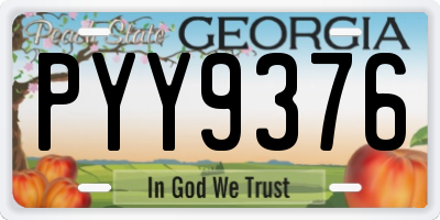 GA license plate PYY9376