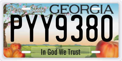 GA license plate PYY9380
