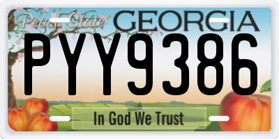 GA license plate PYY9386