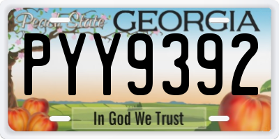 GA license plate PYY9392