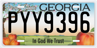 GA license plate PYY9396