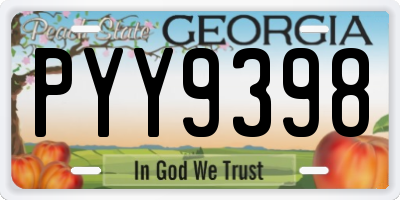 GA license plate PYY9398